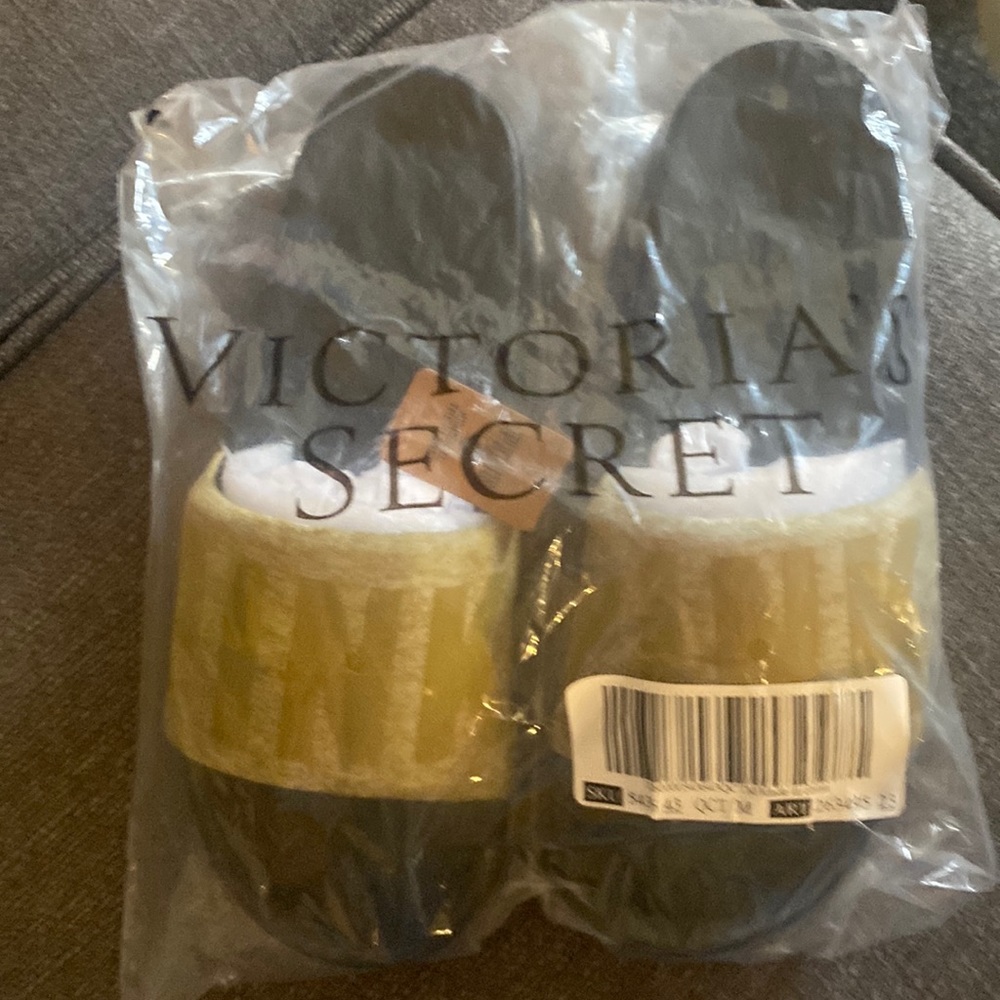 Women’s Medium (7-8) Victoria Secret Slides Tan in Color